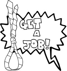Fototapeta na wymiar freehand drawn speech bubble cartoon get a job tie noose symbol