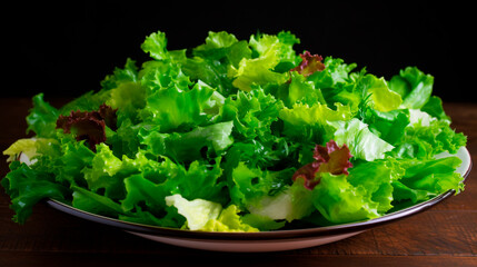 Lettuce leaves in a bowl. Generative AI,