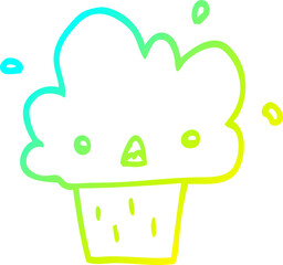 cold gradient line drawing of a cartoon cupcake