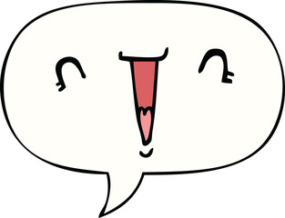 cute cartoon face with speech bubble