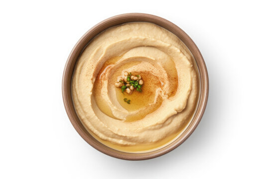 Chickpea hummus isolated on white background. AI generative.
