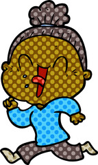cartoon happy old woman