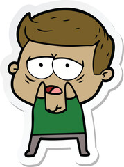 sticker of a cartoon tired man