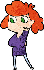cartoon unsure woman