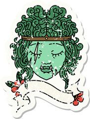 grunge sticker of a orc barbarian character face