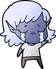 cartoon crying elf girl