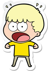 sticker of a cartoon shocked man