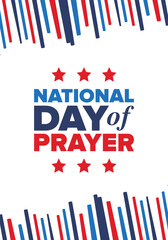 Obraz premium National Day of Prayer in United States. First Thursday of May. Annual day when Americans turn to God in prayer and meditation. Poster, card, banner and background. Vector illustration