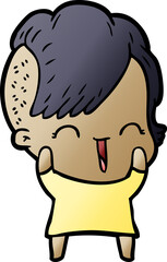 cartoon happy hipster girl