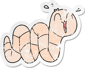 distressed sticker of a cartoon nervous worm