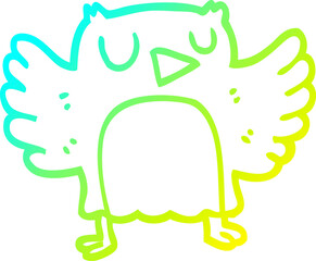 cold gradient line drawing of a cartoon owl