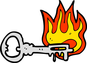 cartoon flaming key