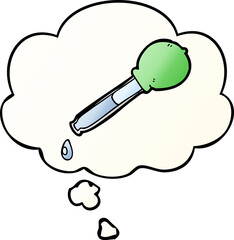 cartoon pipette with thought bubble in smooth gradient style