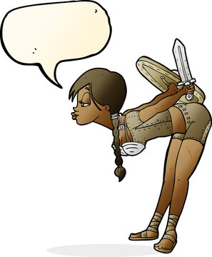 recommend clip art: cartoon viking girl bowing with speech bubble