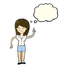 cartoon woman with idea with thought bubble