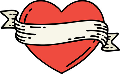 tattoo in traditional style of a heart and banner