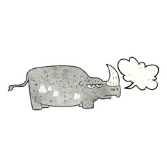 freehand speech bubble textured cartoon rhino