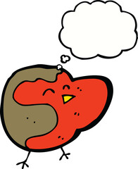 cartoon robin with thought bubble