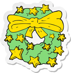 sticker of a cartoon christmas wreath