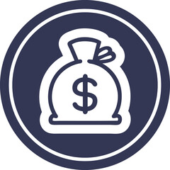 sack of money circular icon symbol
