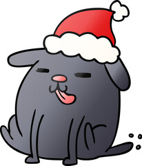 hand drawn christmas gradient cartoon of kawaii dog