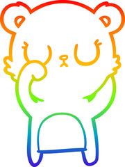 rainbow gradient line drawing of a peaceful cartoon bear