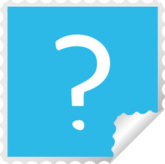 square peeling sticker cartoon of a question mark