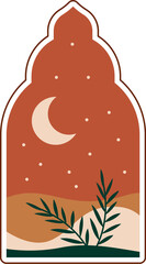 Oriental Arch With Sunset Landscape