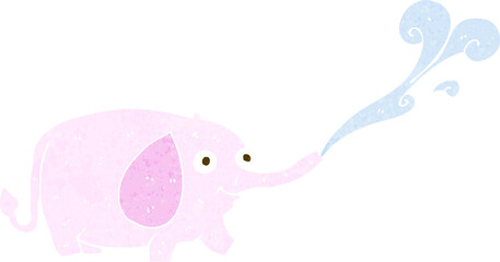 cartoon funny little elephant squirting water