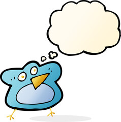 funny cartoon robin with thought bubble