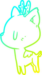 cold gradient line drawing of a cute deer