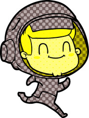 happy cartoon astronaut man