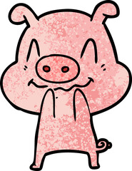 nervous cartoon pig