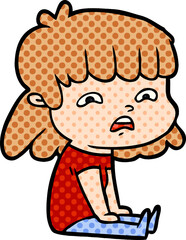 cartoon worried woman