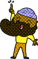 happy bearded man with great idea