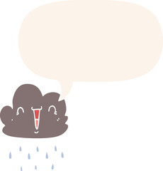 cartoon storm cloud with speech bubble in retro style