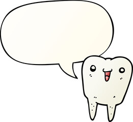 cartoon tooth with speech bubble in smooth gradient style