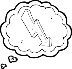 freehand drawn thought bubble cartoon arrow down trend