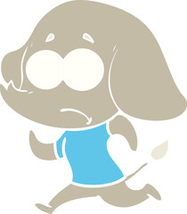 flat color style cartoon unsure elephant running away