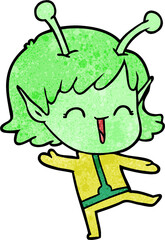 cartoon alien girl laughing