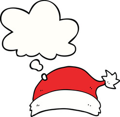 cartoon christmas hat with thought bubble