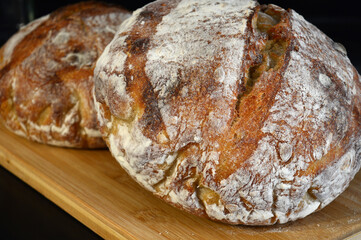 sourdough breads on the rustic wood