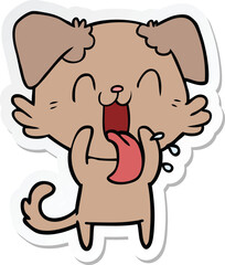 sticker of a cartoon panting dog
