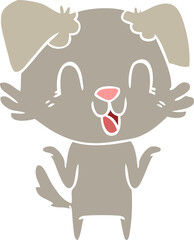 laughing flat color style cartoon dog shrugging shoulders