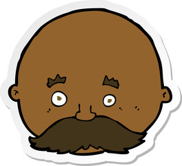 sticker of a cartoon bald man with mustache