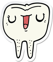 sticker of a cartoon happy tooth