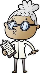 cartoon woman wearing glasses