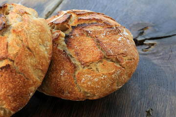 sourdough breads on the rustic wood