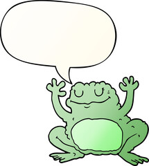 cartoon frog with speech bubble in smooth gradient style