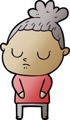 cartoon calm woman